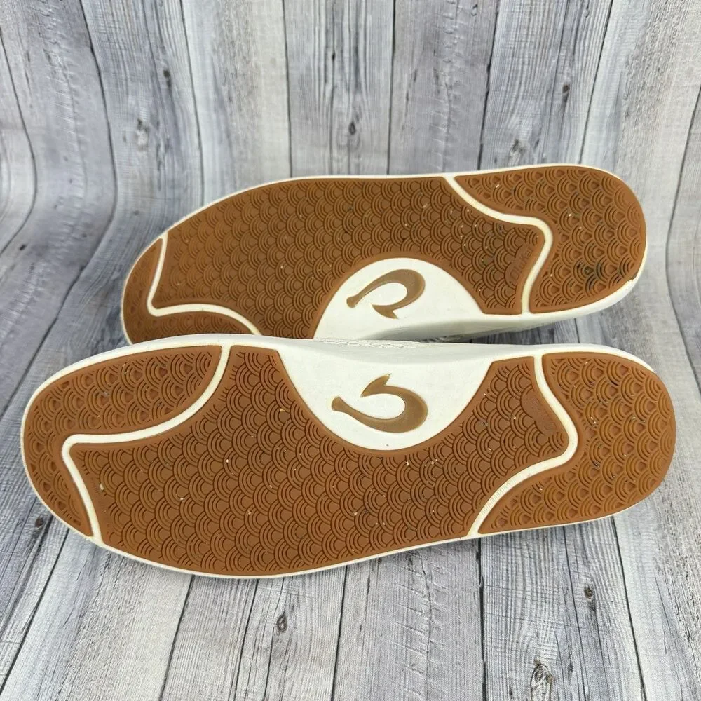 OluKai Lae'ahi Breathable Slip-On Sneakers Shoes Men's Sz 9 BONE White $120